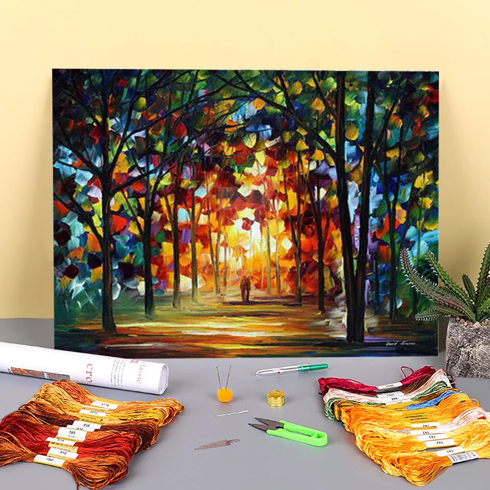 

Celebration Colors Printed Water-Soluble Canvas 11CT Cross-Stitch DIY Embroidery Kit DMC Threads Painting work Mulina