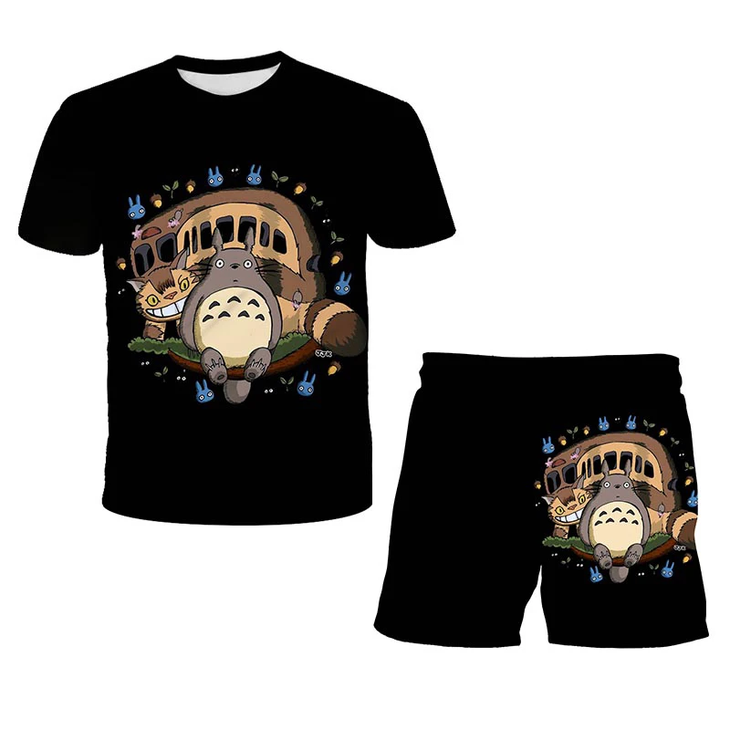 

3D Kids Shorts Set Anime T-Shirts Suit for Boys Girls Totoro Tee Pants Sets Clothes Cute Tops Children Summer Short Sleeve Set
