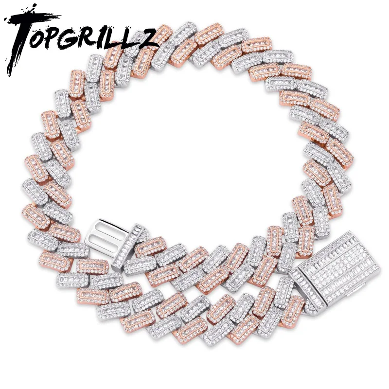 TOPGRILLZ 20 мм кольцо с крапановой закрепкой камня застежка кубинские цепи ожерелье для мужчин хип хоп Iced Out Bling Rapper Jewelry