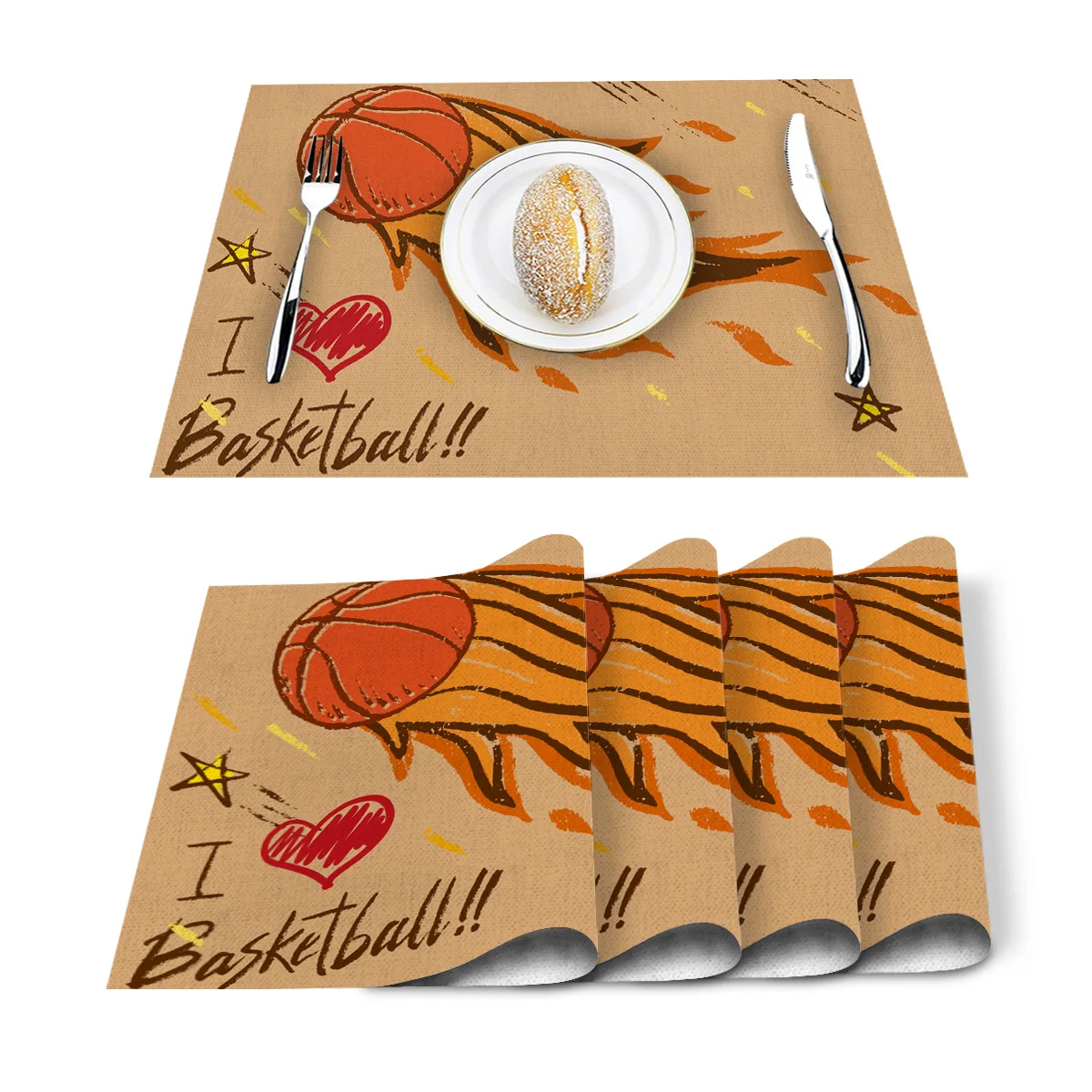 4 6 штук в партии с рисунком пентаграммы коричневый Баскетбол Кухня набор