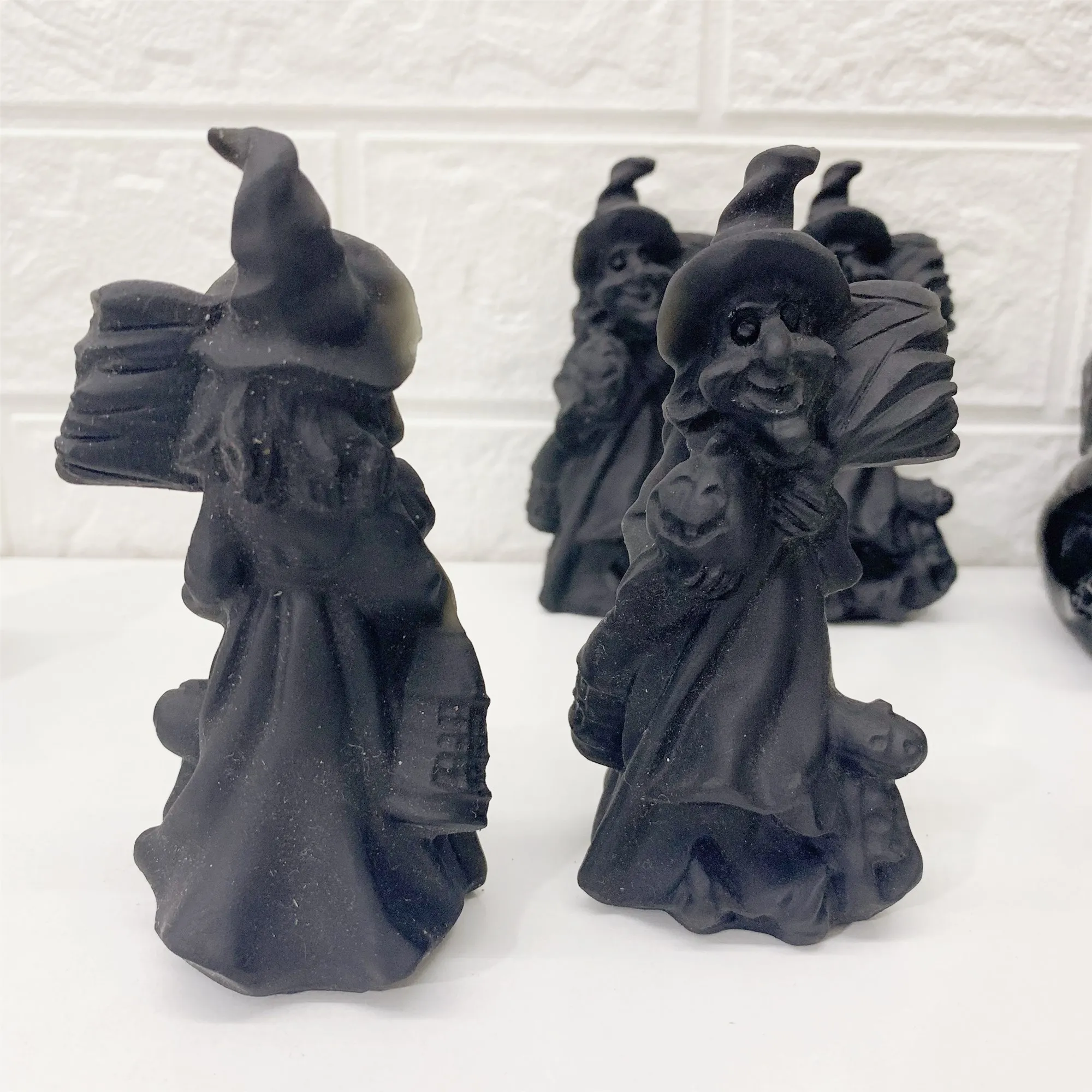 

Natural Obsidian Mineral Carving Happiness Witchcraft Magic Witch Crafts Room Decoration Halloween Gift