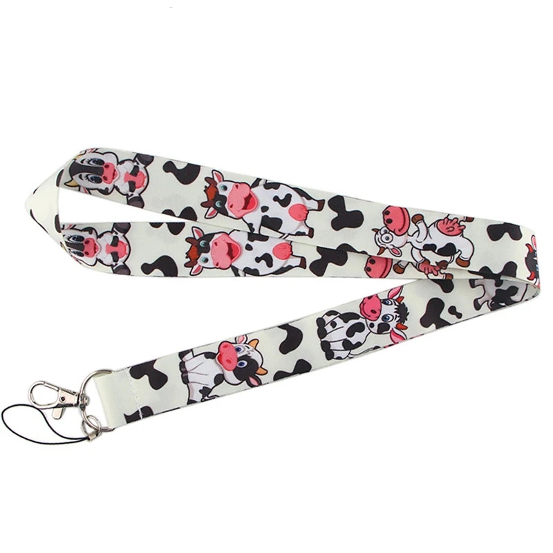

ZF657 1pcs Cute Cow Neck Strap Lanyards ID Badge Card Rope Chain Necklace Phone Gym Strap Webbing Necklace Gift