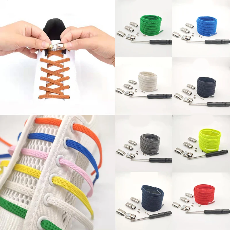 

New Metal Magnetic Lazy Shoe Laces Elastic Locking Shoestring Creative No Tie Shoes Lace Kids Adult Unisex Sneakers Shoe Rope