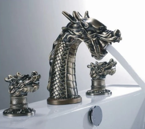 

Латунный Смеситель для ванной комнаты с двойной ручкой и изливом дракона