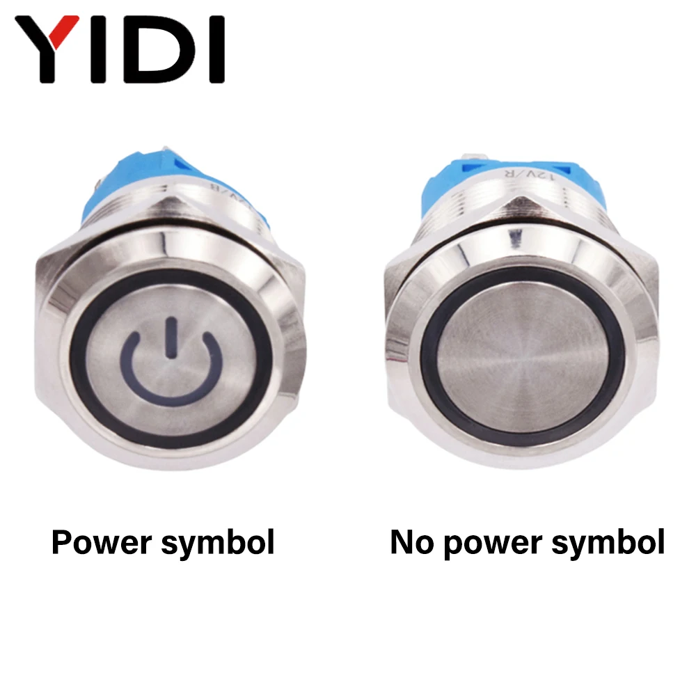 12/16/19/22/25mm LED Illuminated Metal Stainless Steel Power ON OFF Switch 12V SPDT Round Momentary Latching Push Button | Обустройство