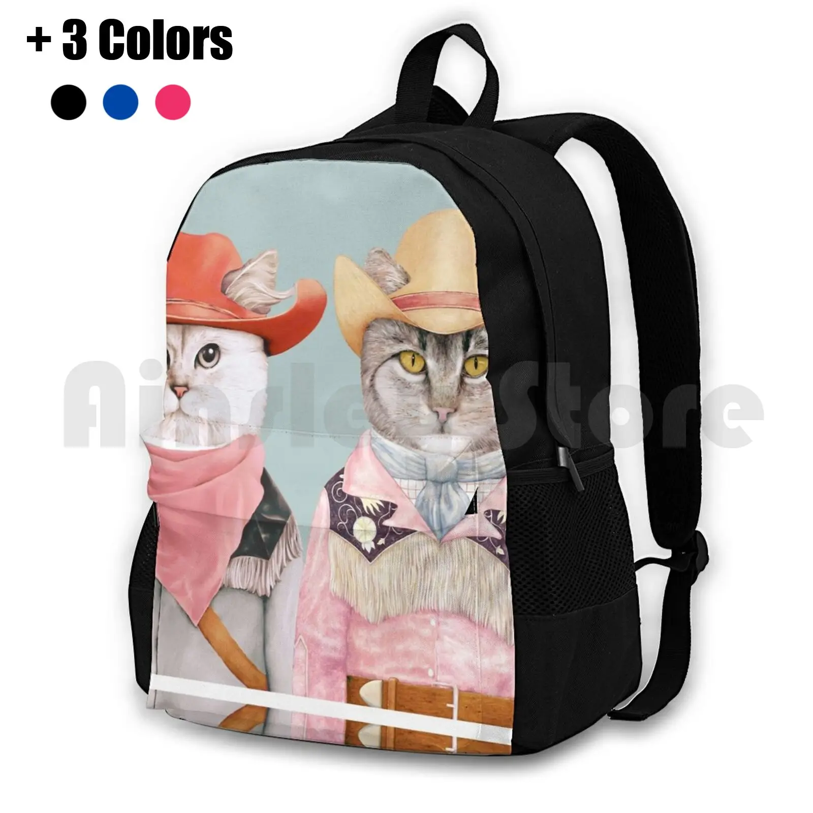 

Cowboy Cats Outdoor Hiking Backpack Riding Climbing Sports Bag Cats Cowboys Rodeo Animals Two Cats Animal Couple Couple