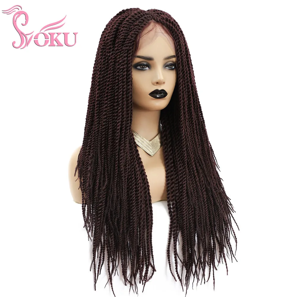Парик SOKU со шнуровкой спереди и маленькими сенегальскими косичками прямые