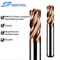 hrc55 carbide end mill 1 2 4 5 6 8 10 12mm 4flutes flat end mills alloy coating tungsten steel cutting tool cnc maching endmills