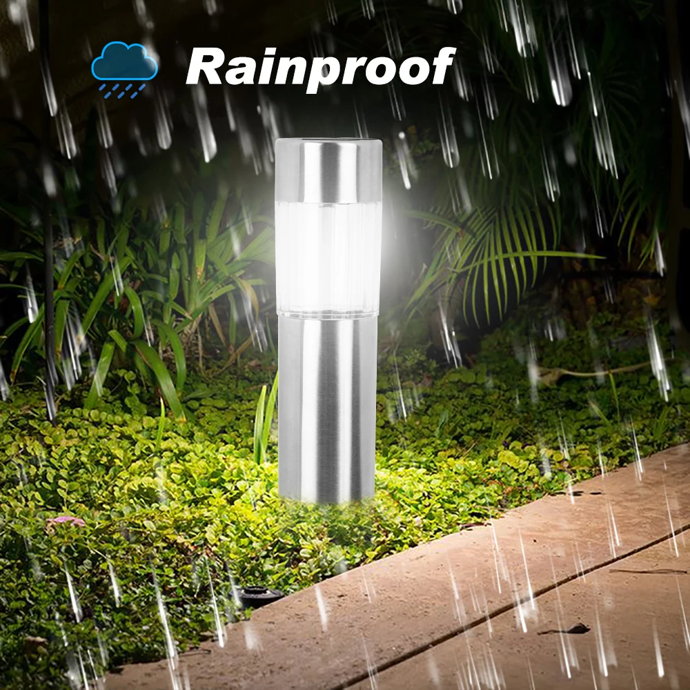 Светодиодная лампа для лужайки на солнечной батарее из нержавеющей стали