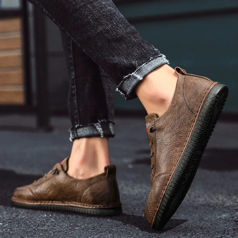 

2019 New Comfortabl Plush Casual Shoes Loafers Men Shoes Quality Split Leather Shoes Men Flats Moccasins Shoes X13-07