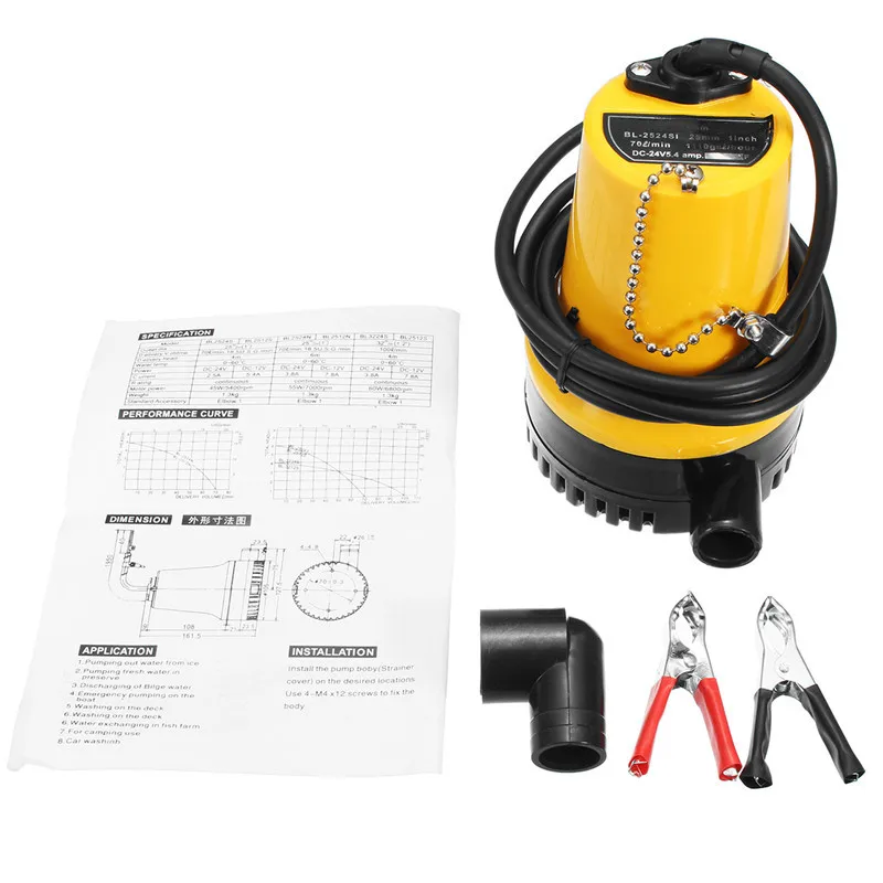 

DC 24V 50W Mini Submersible Pump Electric Immersible Pump Bilge Water Pump Clean Dirty Pool Pond Agricultural Irrigation