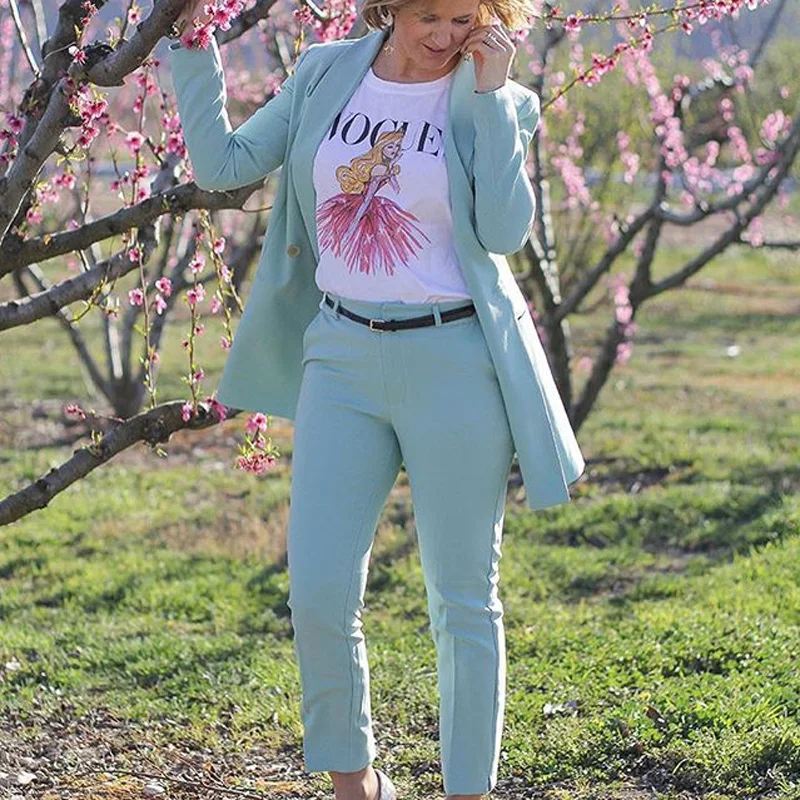 Женский пиджак с длинным рукавом элегантный однотонный костюм классическим