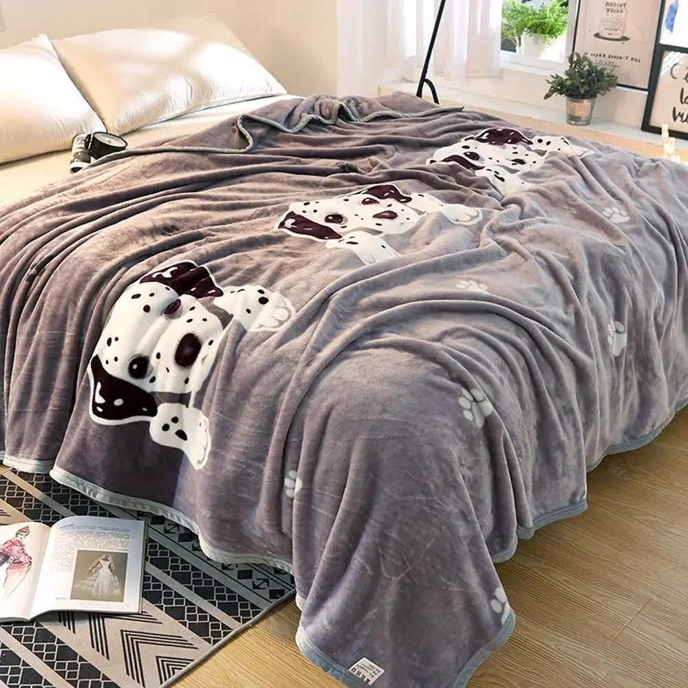 

Cartoon Dots Dogs Print Blanket Soft Throw Plaids Twin Full Queen Size Sheet
