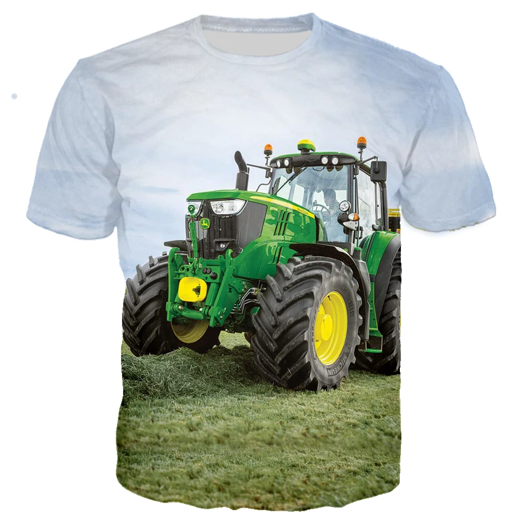 

Men's Summer Tee Short Sleeve T-shirt Funny Tractor 3D Printing Polyester Shirt Fun Men's Casual Top Fashion Short Sleeve