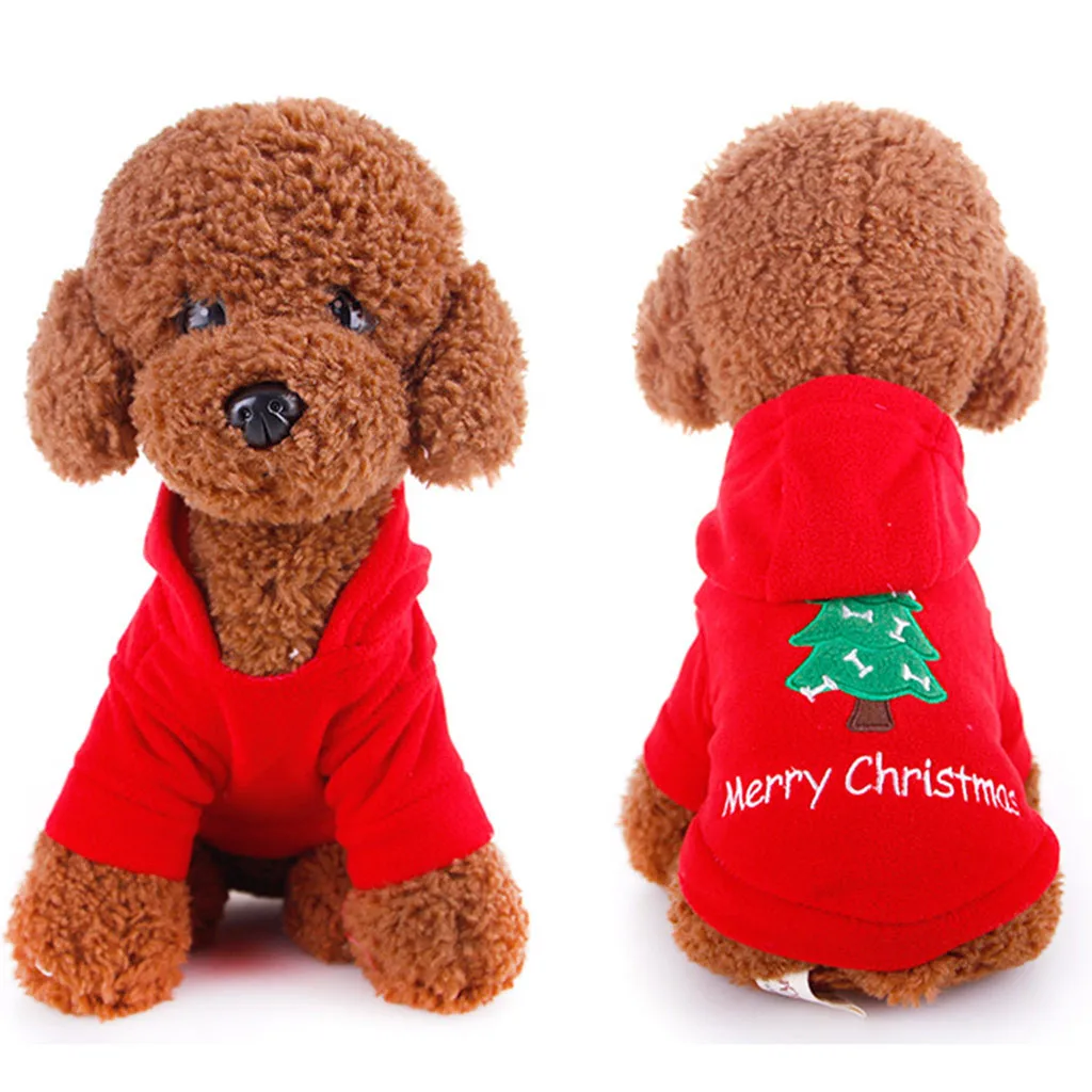 Рождественские пальто с капюшоном для собак кофты щенков одежда костюм