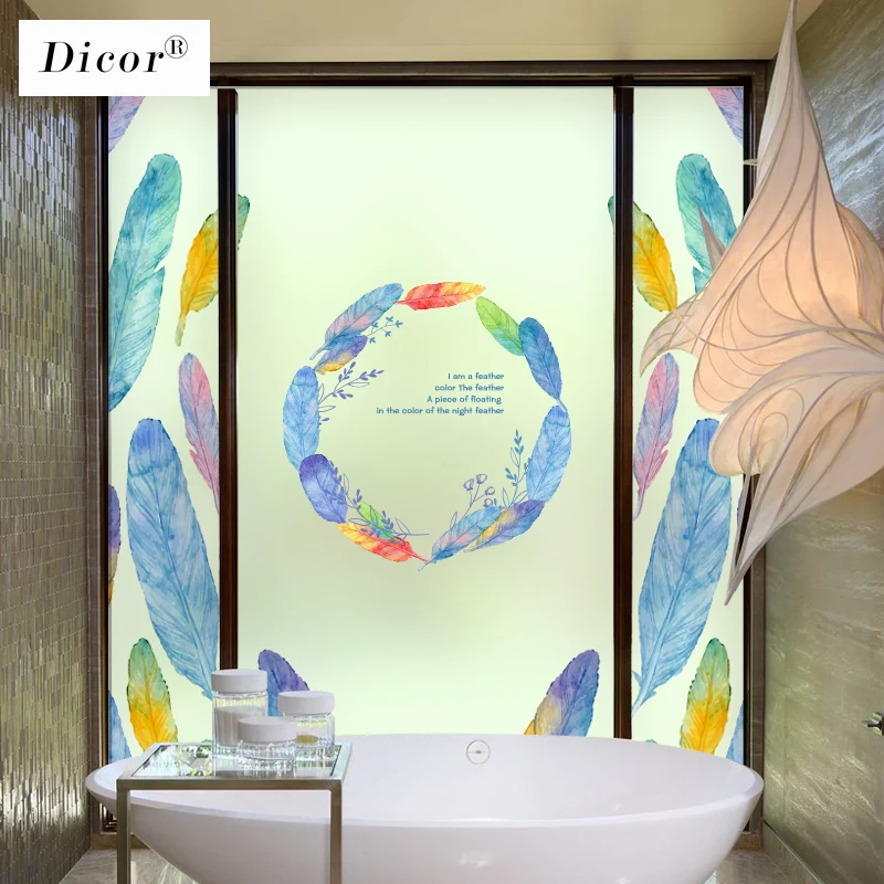 DICOR/Новинка 2019 цветное витражное окно декоративные пленки перо богемный стиль