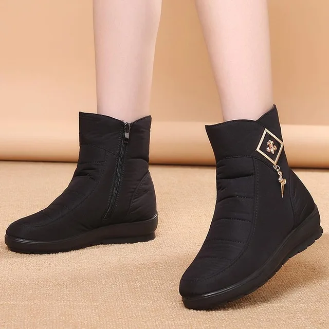 K0103-Black Женские зимние ботинки; теплые женские зимние ботинки на меху; водонепроницаемые женские ботинки; женские ботинки для мам; бархатные ботильоны; женская обувь - Цвет: K0103-Black
