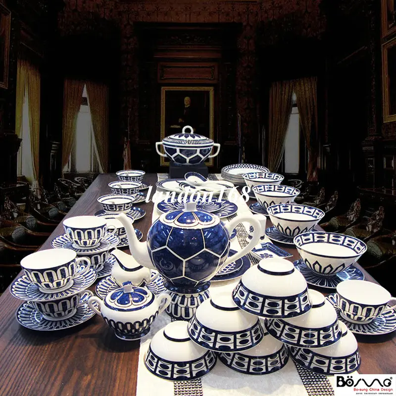 58 шт. керамическая Западная столовая посуда из китайского фарфора набор