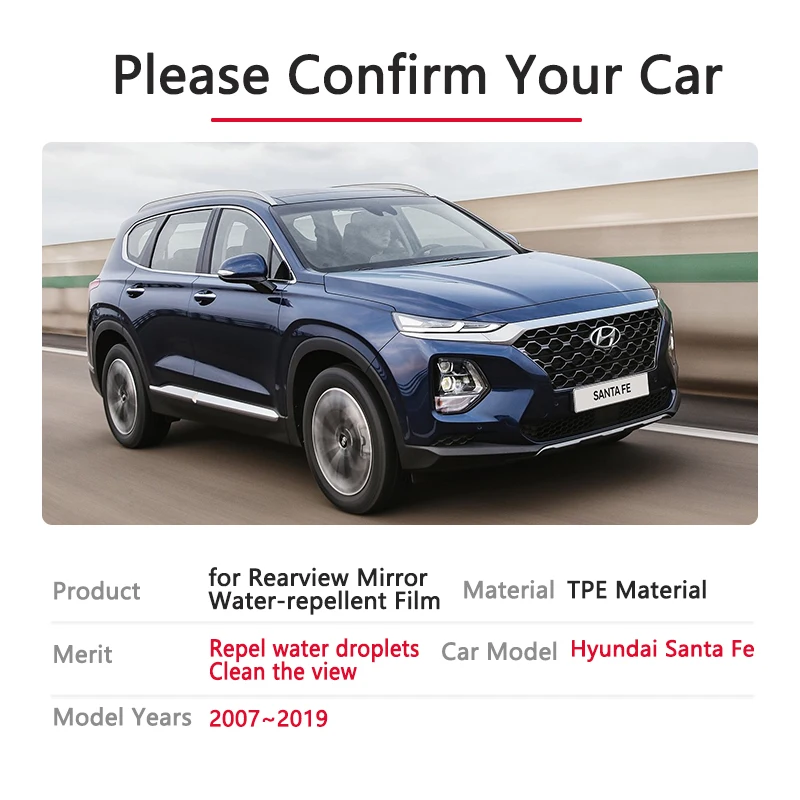 Противотуманная пленка на зеркало заднего вида для Hyundai Santa Fe 2007 ~ 2019 см DM TM ix45