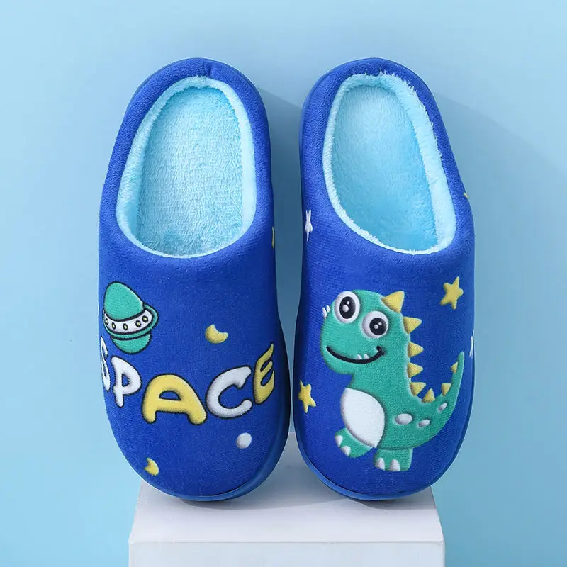Тапочки детские теплые х/б без застежки с динозавром
