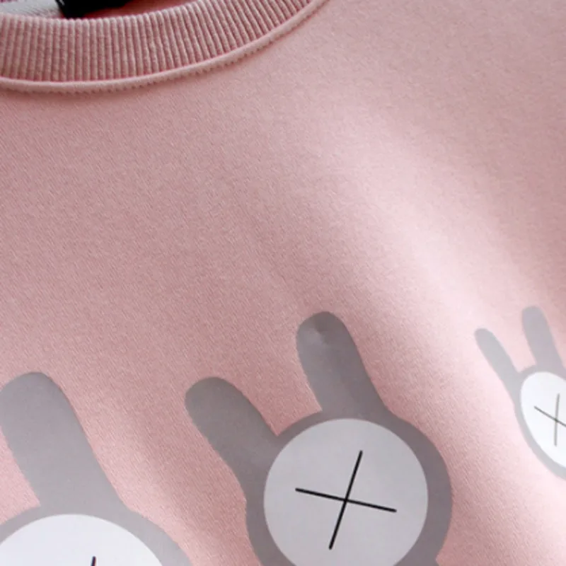 

#2151 Sweatshirts No Hoodies Winter Long Sleeve O-neck Sweatshirt Ladies Cartoon Printing Cotton Casual Loose Tops Preppy Style