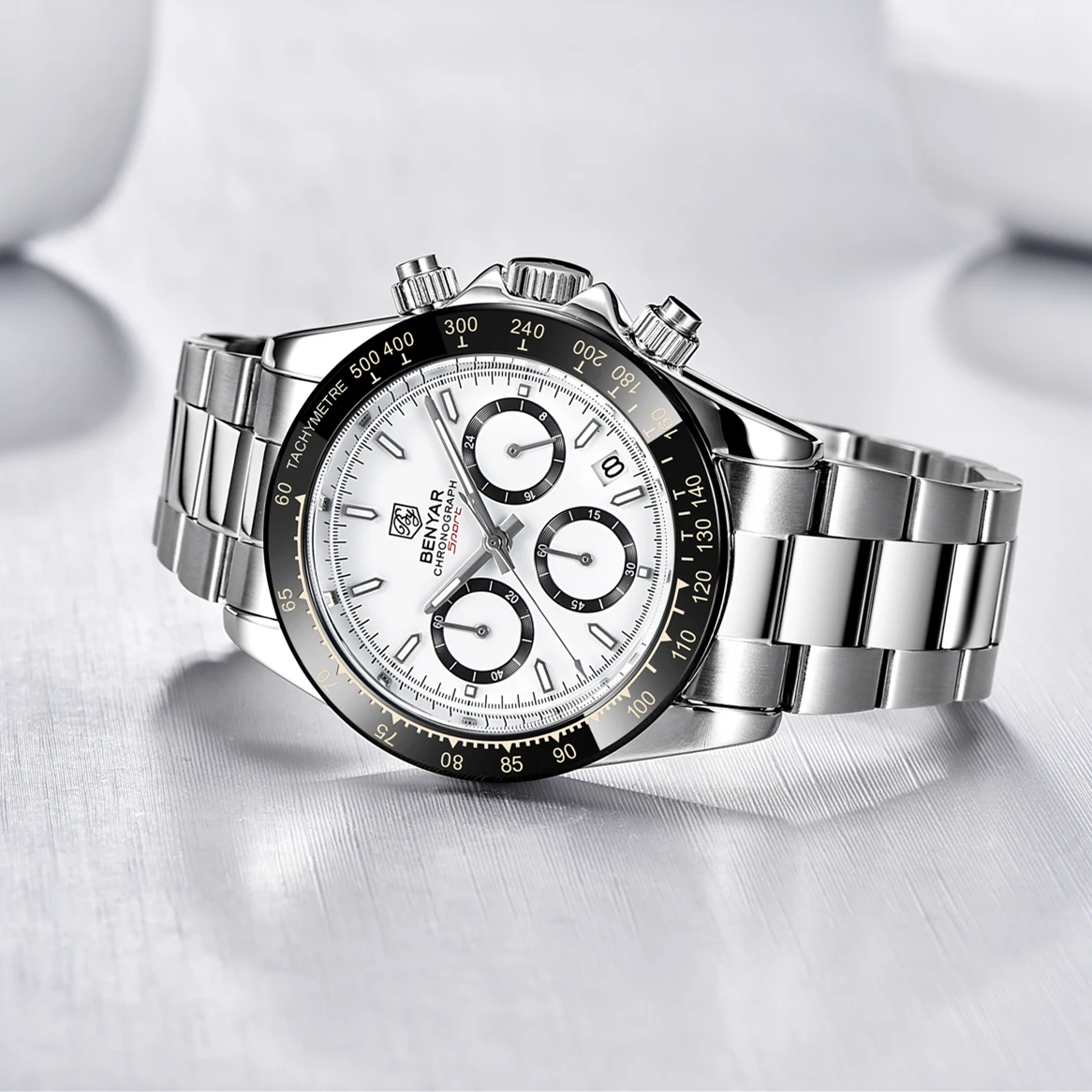 Часы мужские BENYAR спортивные водонепроницаемые кварцевые с хронографом из