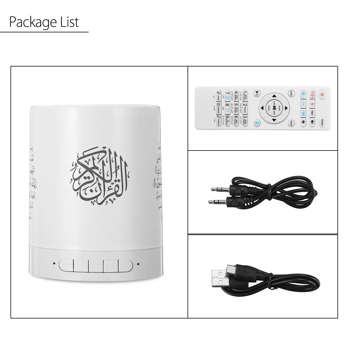 

Wireless bluetooth Speaker 7 Colorful LED Light Quran Koran Reciter Muslim Speaker Support MP3 FM TF Card Radio Remote Control
