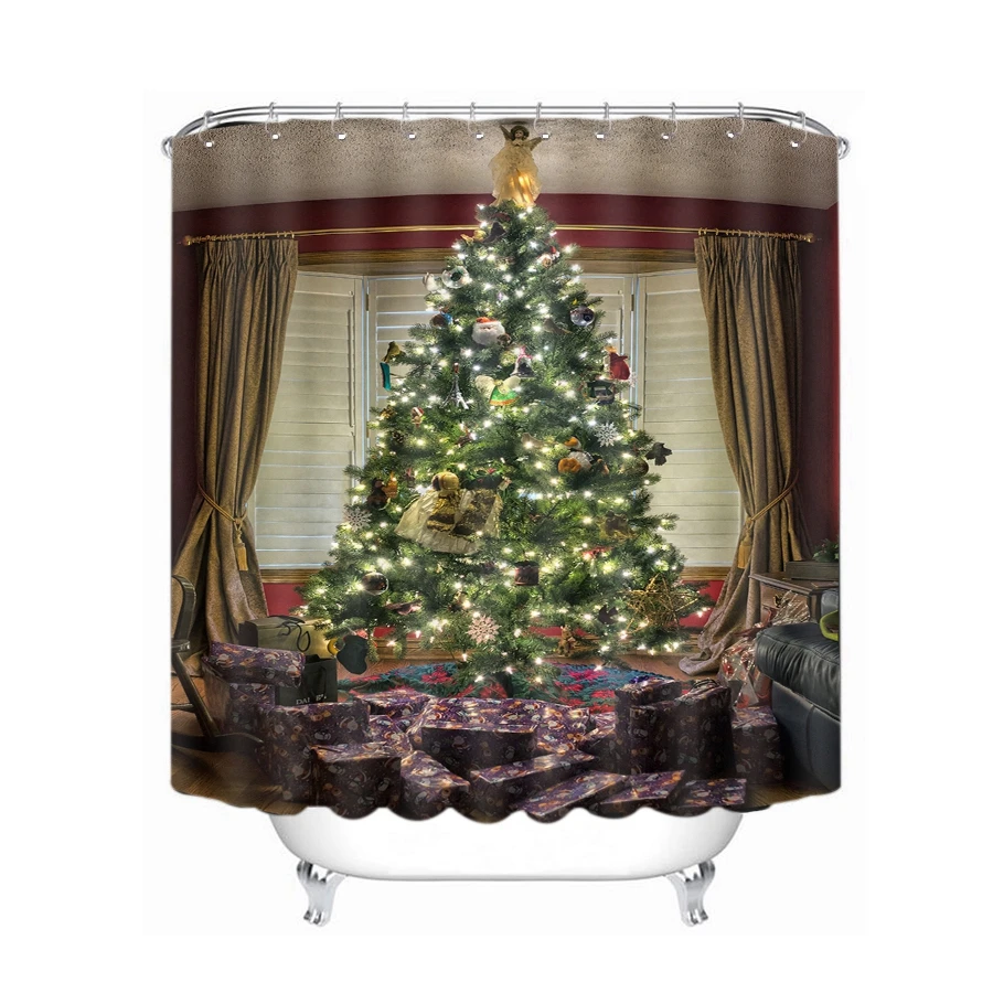 3D печать креативных рождественских фотографий занавески для душа