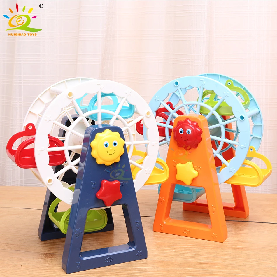 

HUIQIBAO Ferris Sky Wheel DIY City Building Blocks Duploed Slide Parts Big Large Size Bricks Educational Baby Toys Children Gift