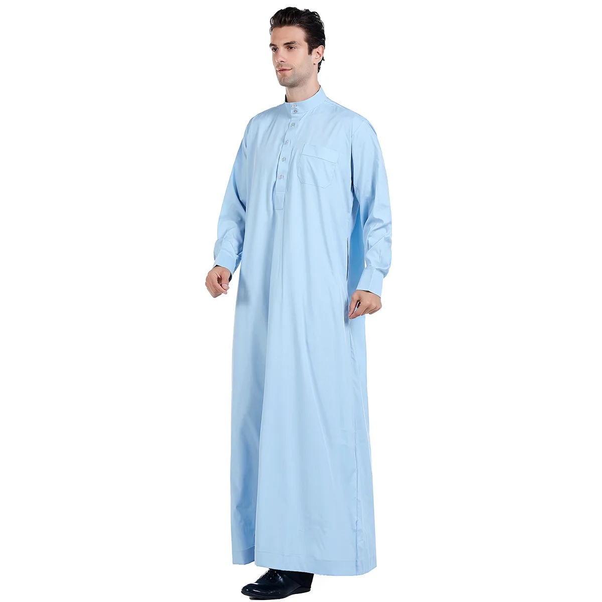 Islamic Clothing Man Long Sleeve Clothes Prayer Stand Collar Robe Marocaine Caftan Galabia Muslim Men Kurta Arab Costumes Thobe