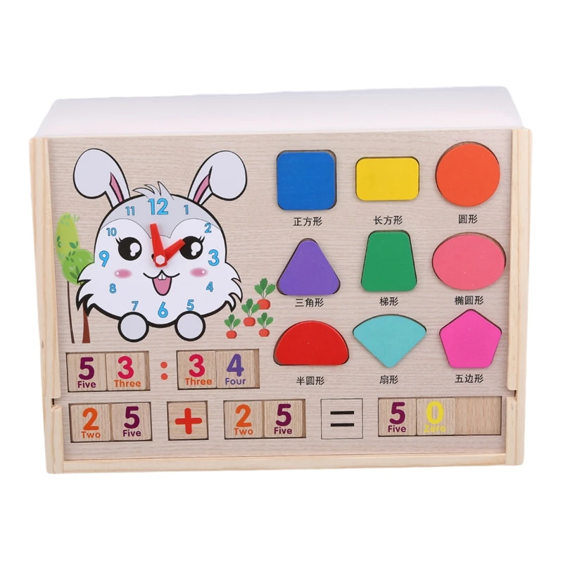 

Wooden Montessori Toys Count Geometric Shape Cognition Match Baby Early Education Digital Clock Wooden Toys