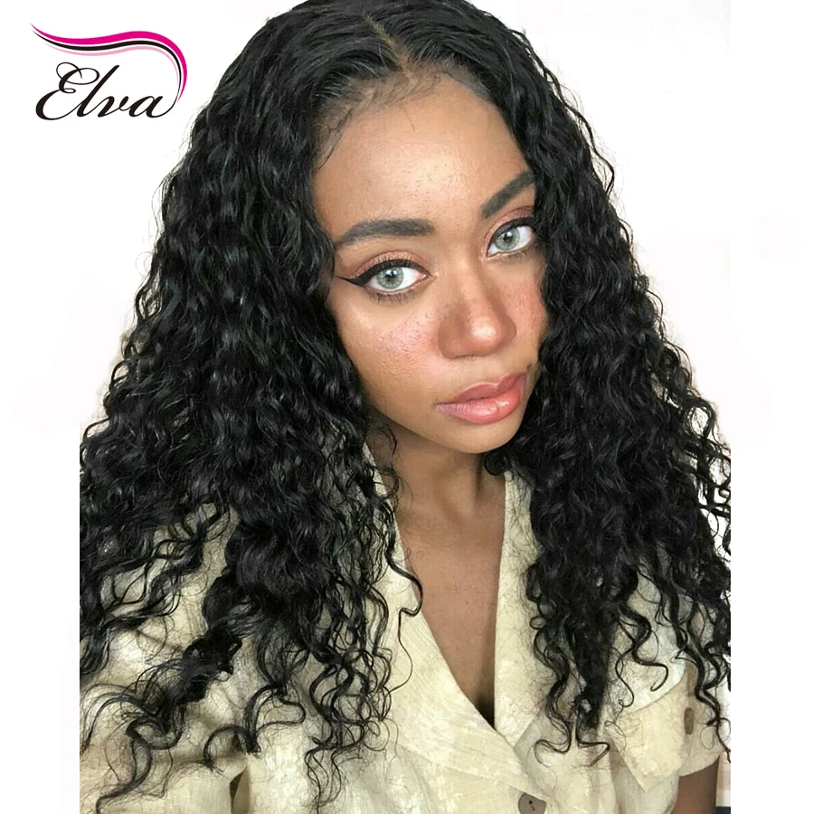 Elva 370 фронтальные человеческие волосы парики с волосами младенца бразильские