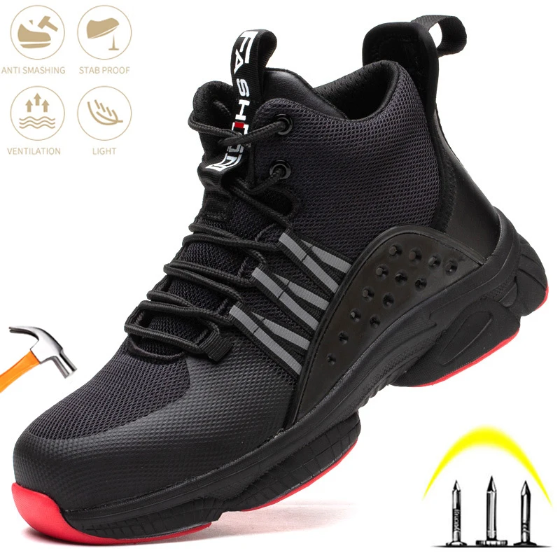 

Men Fashion Safety Work Shoes Steel Toe Cap Lightweight Construction Anti-smash Puncture-Proof Indestructible Protect Boot