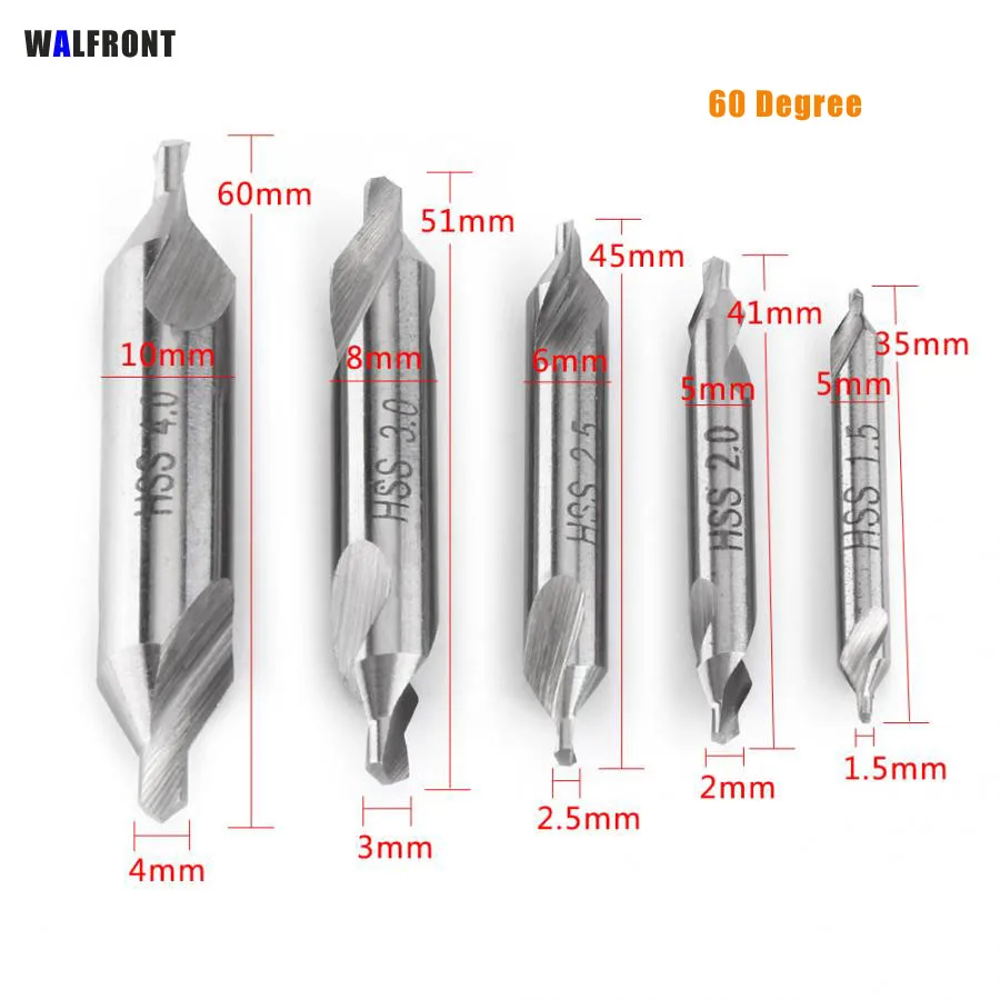 5X HSS комбинированные центральные сверла 60 градусов зенкеры угловые биты 1 5/2/2 5/3/4