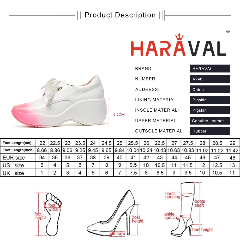 

HARVAL Women Sneakers Shoes Waterproof Platform Sweets Genuine Leather Blue Pinkl Yellow Sewing Lace Up Spring/Autumn ShoesA246