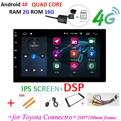 DSP 4G SIM ips HD экран Android 10 автомобильное радио стерео gps навигация Универсальный 2 din для VW/NISSAN/TOYOTA автомобильный ПК мультимедиа obd2 - Цвет: TO F 2G 16G IPS DSP