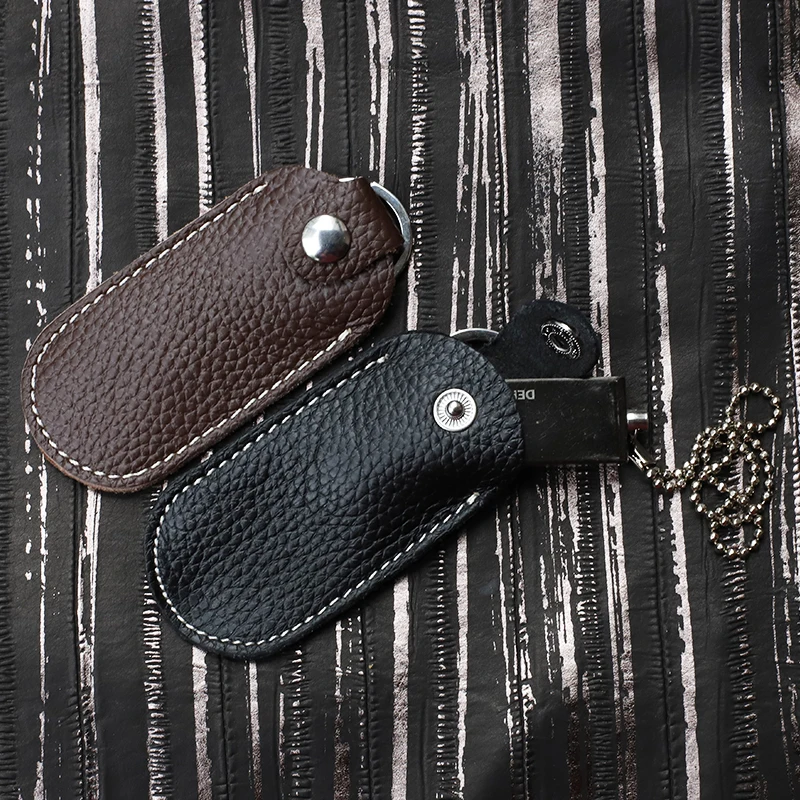 Genuine Leather U Disk Hasp Storage Bags Protective Cover Key Holder Black Bag Cases for USB Flash Drive Pen Drive Pendrives