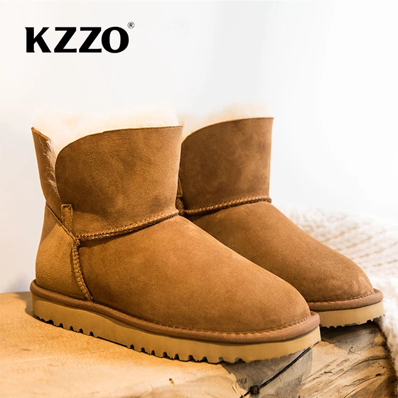 KZZO/классические женские ботильоны из овечьей кожи и натуральной шерсти Зимние