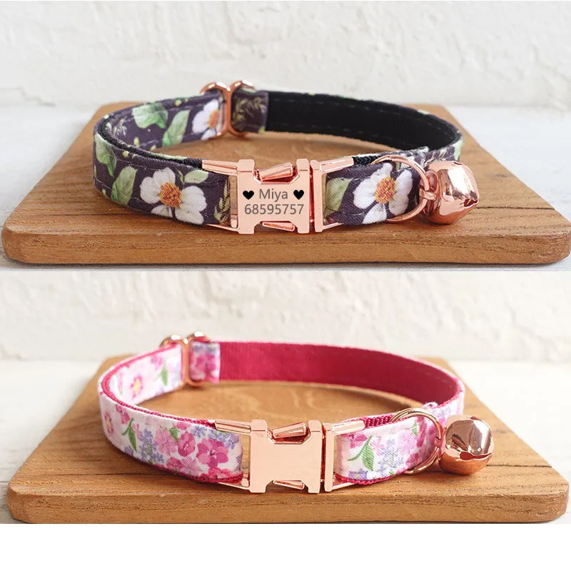 

Personalized Cat Collar with Bell Nameplate Customized ID Kitten Necklace Collars Small Dogs Bulldog Chihuahua Yorshire Puppy