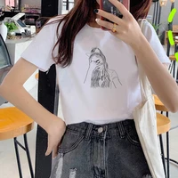 t shirts women 2021 beautiful long haired girl 90s fashion trend printing clothes graphic tshirt top lady print female tee