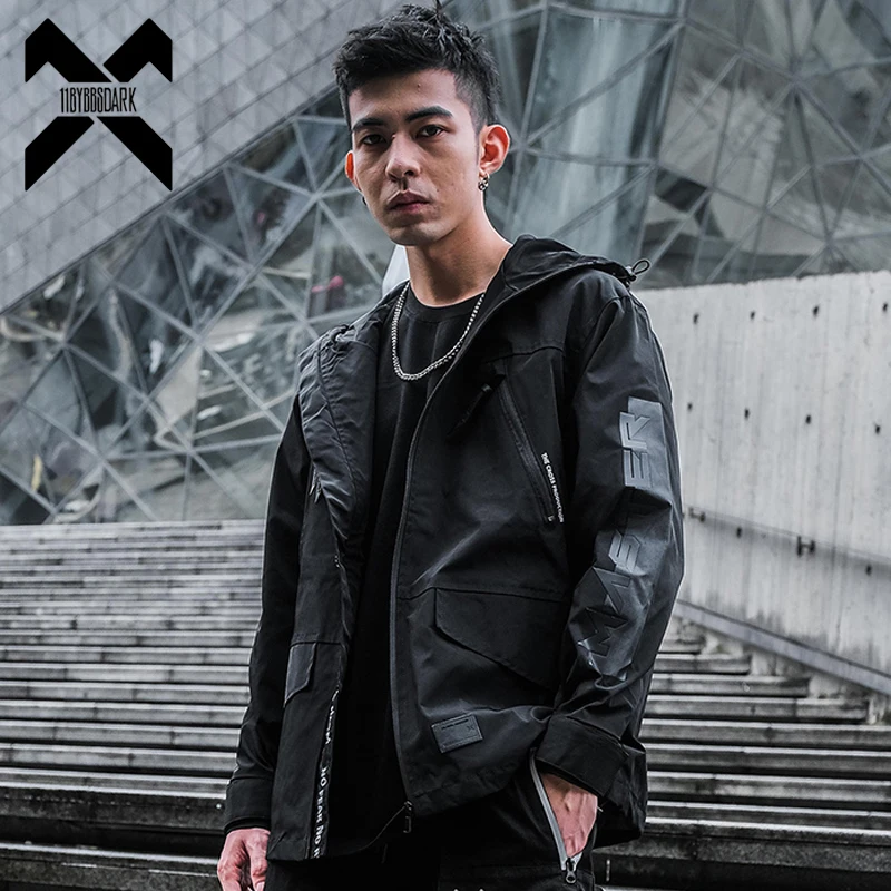 

Весна 2023, тактические куртки, ветровка с буквенным принтом, Techwear, мужские черные бриджи, пальто Techwear