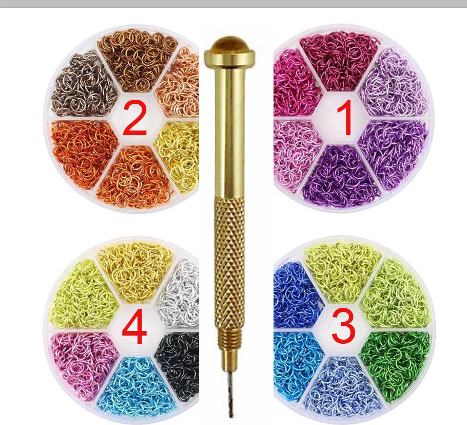 

6 ColorsApprox 1080pcs Nail Open Charm Rings Hoops Hooks Nail Art Piercing Jewelry 6mm Gold/Sliver/Rose Ring Decorations H&*&