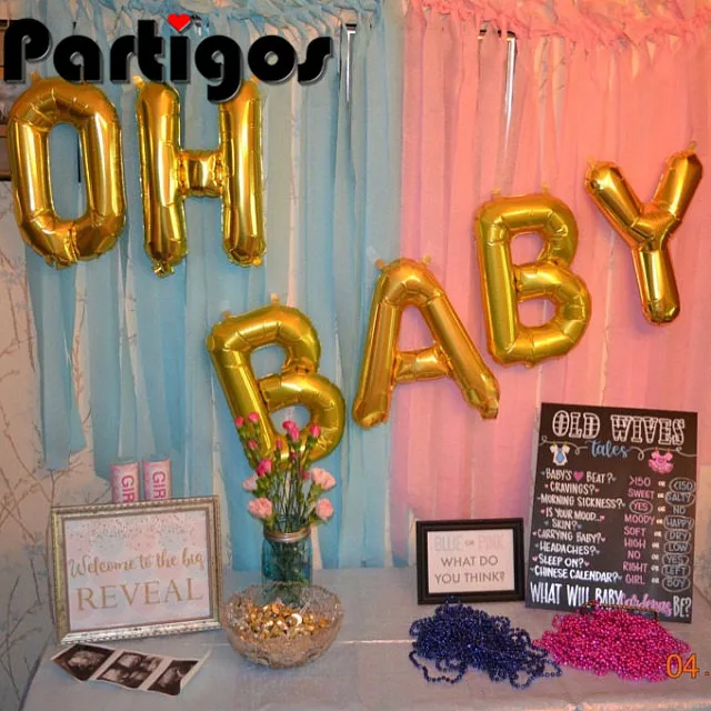 О BABIES 16 дюймов Количество воздушных шаров с надписью OH BABY Пол показывают воздушные шары с буквой для предродовой вечеринки День рождения поставки украшения