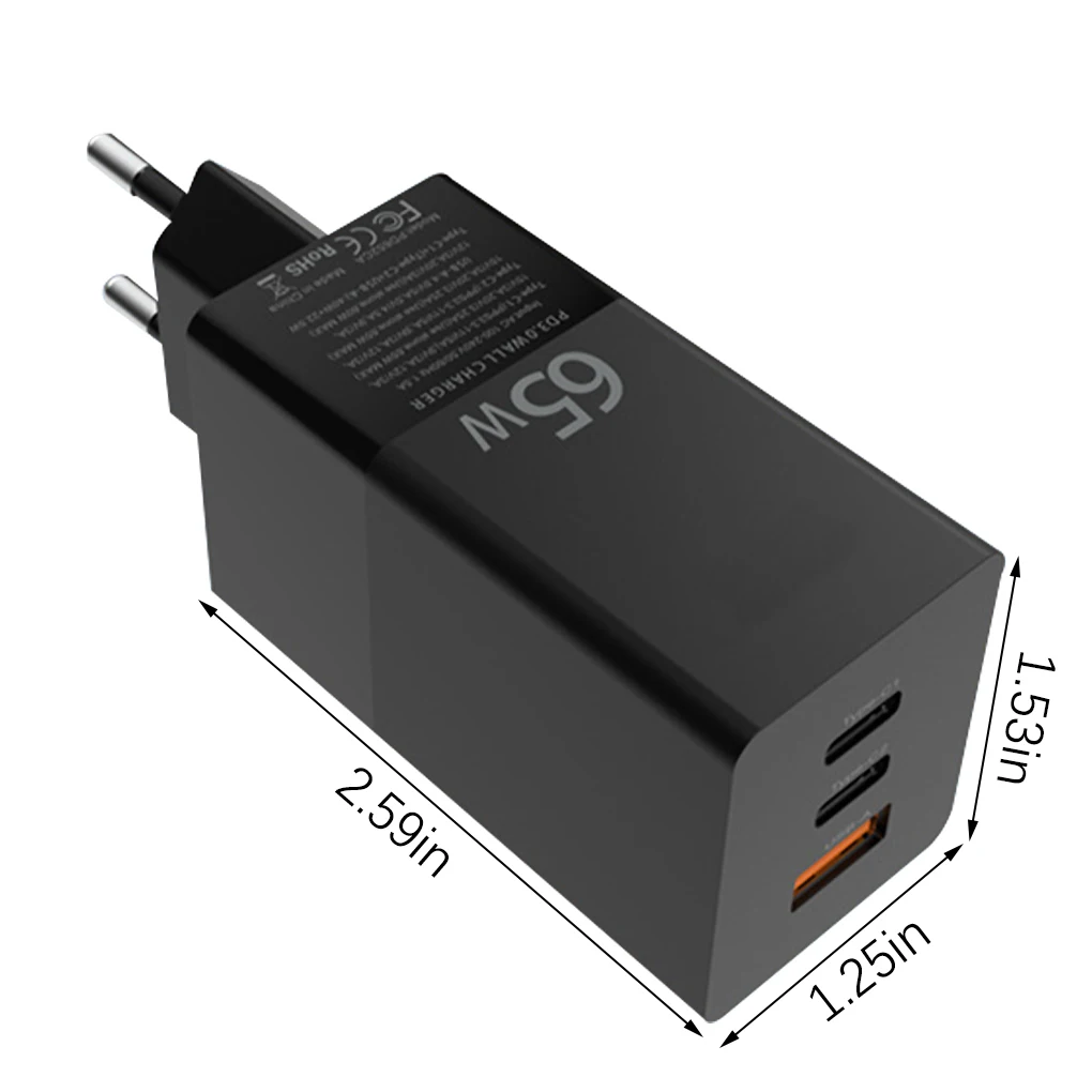Зарядное устройство 65 Вт USB Type-C, зарядный адаптер, портативное быстрое зарядное устройство QC3 0, зарядное устройство для телефона, компьютера, вилка стандарта Великобритании