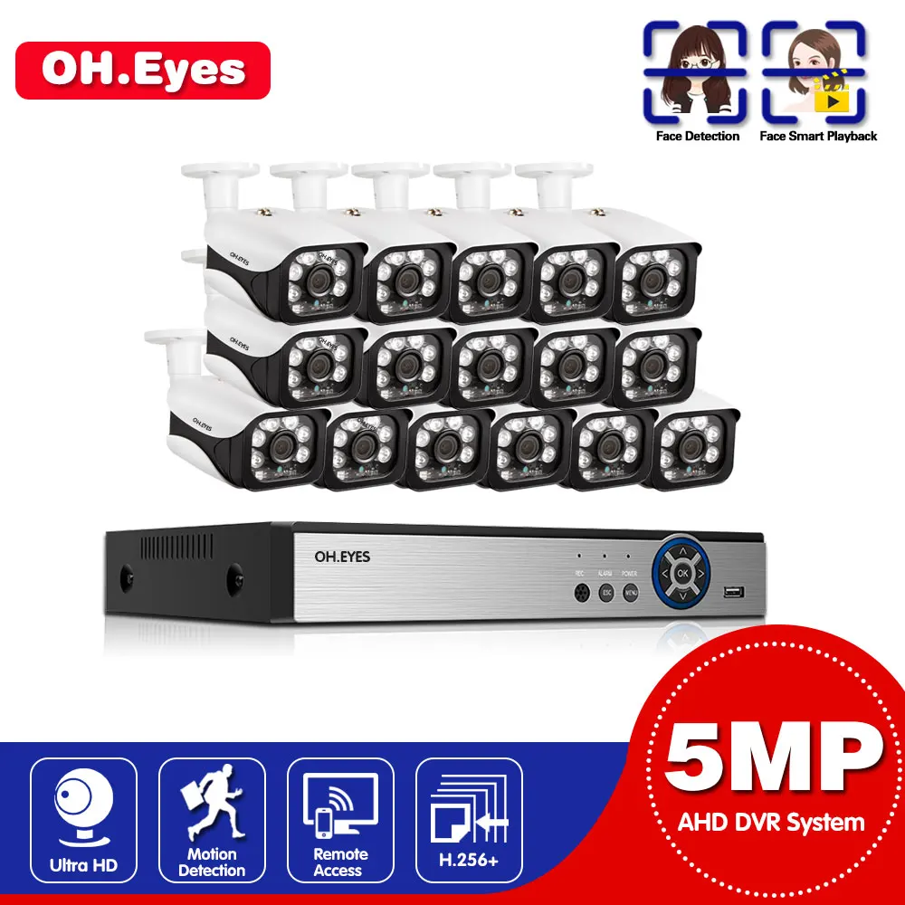 

Комплект домашнего видеорегистратора, NVR, система видеонаблюдения, 16 каналов, AHD, DVR, камера видеонаблюдения s, Ultra HD, 5 Мп