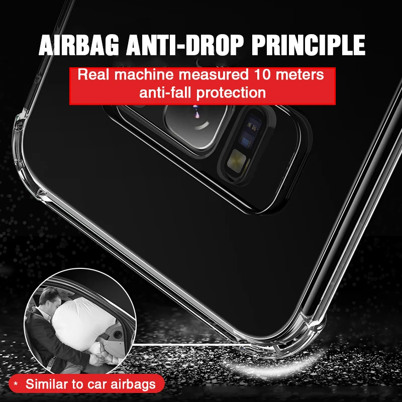 Силиконовые чехлы для телефонов Airbag для Samsung Galaxy S8 S9 S10 Plus мягкая задняя крышка на Note 8 9 10 A50 A70 A10 прозрачная оболочка