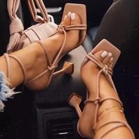 summer fashion women sandals narrow band ankle strap rope knot thin high heel open toe sexy wedding party shoes ladies female