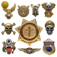 punk metal badges family skeleton engine officer locomotive skull pirate double eagle usa large medallion clothes diy brooch pin