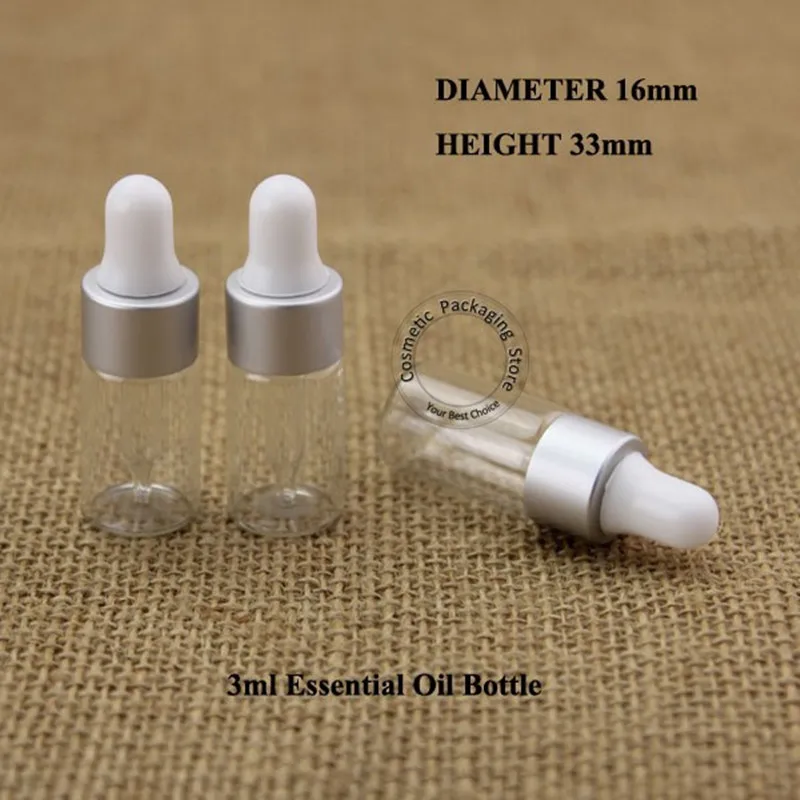 Бутылочки для эфирного масла 3 мл прозрачная стеклянная бутылка с пипеткой