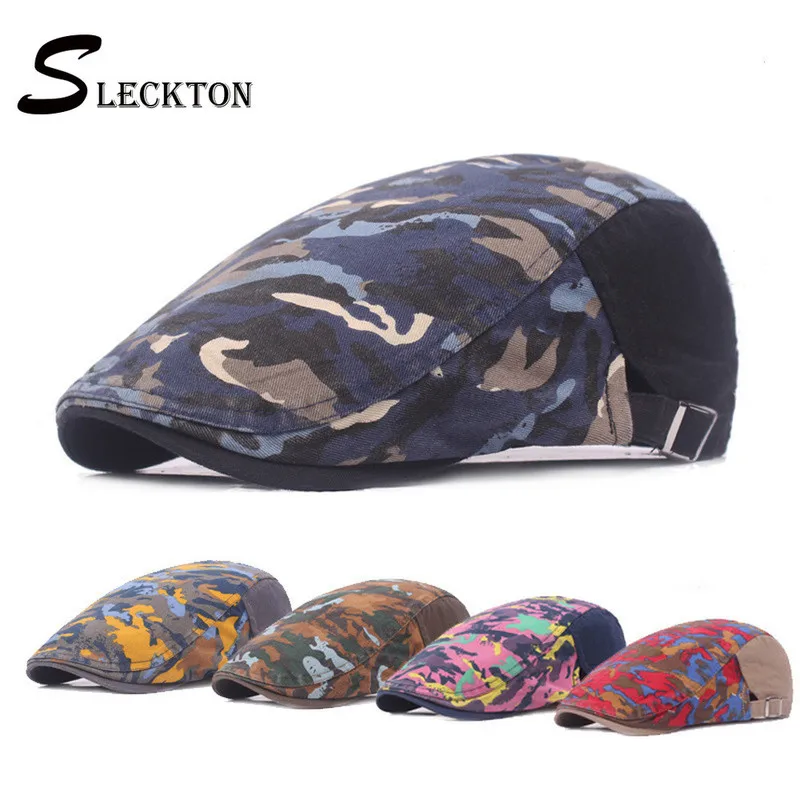 SLECKTON 100% хлопок камуфляжные ковбойские шапки шапка Amy береты кепка Newsboy плоская